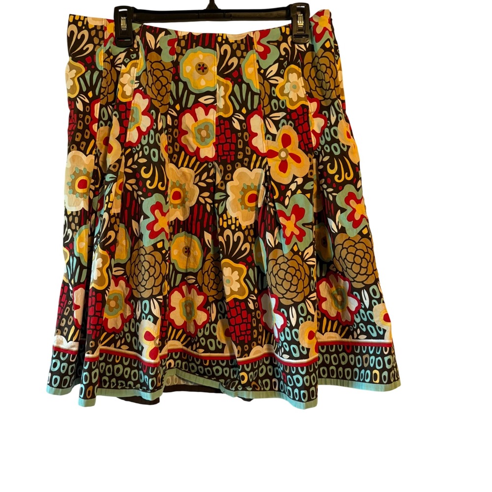 Harold's Women's Size 14 Cotton Spandex Floral Pleated A-Line Skirt